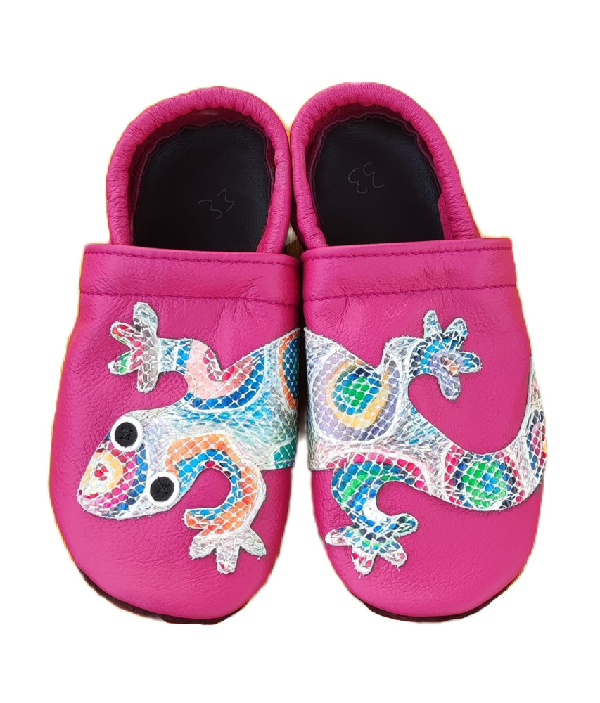 Calzado barefoot infantil talla (31-35) magenta con lagarto