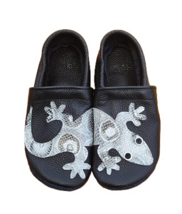 Calzado barefoot adulto en piel negro con lagarto